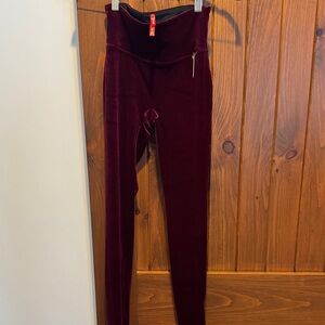 SPANX Deep Red Velvet Leggings
